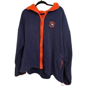 Denver Broncos Vintage Fleece Jacket Blue Orange 2XL Full Zip NFL Apparel 90s